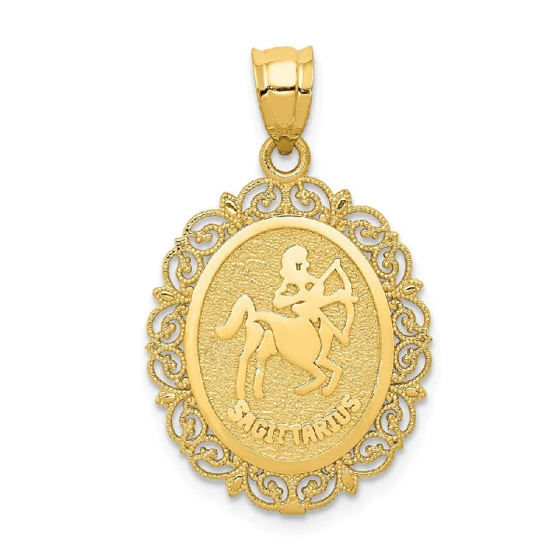 Mother - of - Pearl Inlaid Seahorse Pendant for Beach Lovers14k Yellow Gold Filigree Oval Sagittarius the Archer Pendant, 20mm Mother - of - Pearl Inlaid Seahorse Pendant for Beach Lovers14k Yellow Gold Filigree Oval Sagittarius the Archer Pendant, 20mm