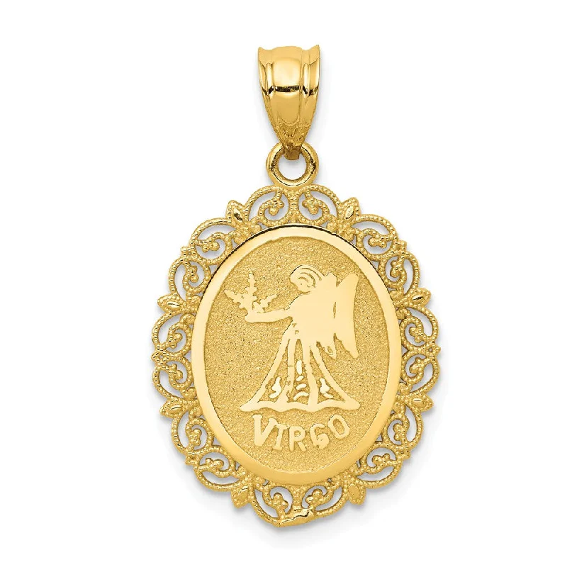 Water - Resistant Stainless Steel Diving - Themed Pendant for Divers14k Yellow Gold Filigree Oval Virgo the Virgin Zodiac Pendant, 20mm Water - Resistant Stainless Steel Diving - Themed Pendant for Divers14k Yellow Gold Filigree Oval Virgo the Virgin Zodiac Pendant, 20mm