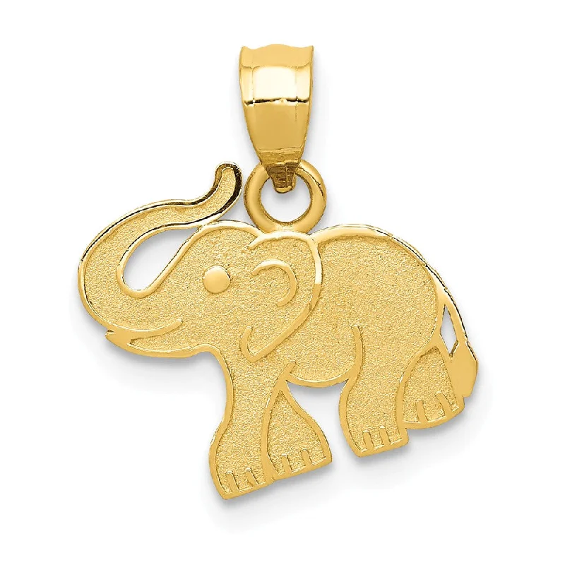 Rhinestone - Encrusted Crown Pendant for Little Girls' Dress - Up14k Yellow Gold Flat Satin Elephant Pendant Rhinestone - Encrusted Crown Pendant for Little Girls' Dress - Up14k Yellow Gold Flat Satin Elephant Pendant
