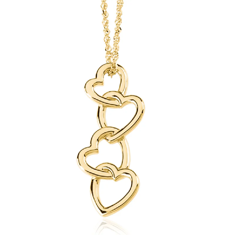 Mother - of - Pearl Inlaid Seahorse Pendant for Beach Lovers14k Yellow Gold Four Heart Pendant Mother - of - Pearl Inlaid Seahorse Pendant for Beach Lovers14k Yellow Gold Four Heart Pendant