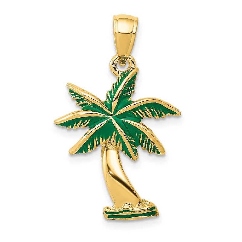 Double - Heart Pendant with Interlocking Design for Couples14k Yellow Gold Green Enameled Palm Tree Pendant Double - Heart Pendant with Interlocking Design for Couples14k Yellow Gold Green Enameled Palm Tree Pendant