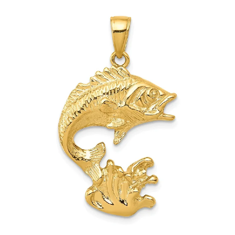 Customized Birthstone Pendant with Engraved Name for a Personalized Touch14k Yellow Gold Jumping Bass Pendant Customized Birthstone Pendant with Engraved Name for a Personalized Touch14k Yellow Gold Jumping Bass Pendant