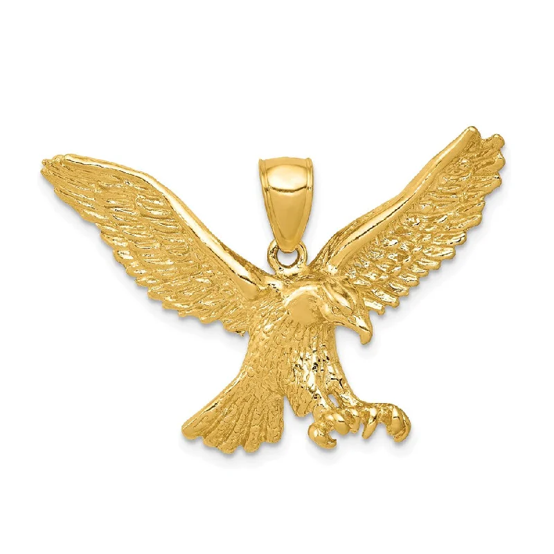 Double - Heart Pendant with Interlocking Design for Couples14k Yellow Gold Large Flying Eagle Pendant Double - Heart Pendant with Interlocking Design for Couples14k Yellow Gold Large Flying Eagle Pendant