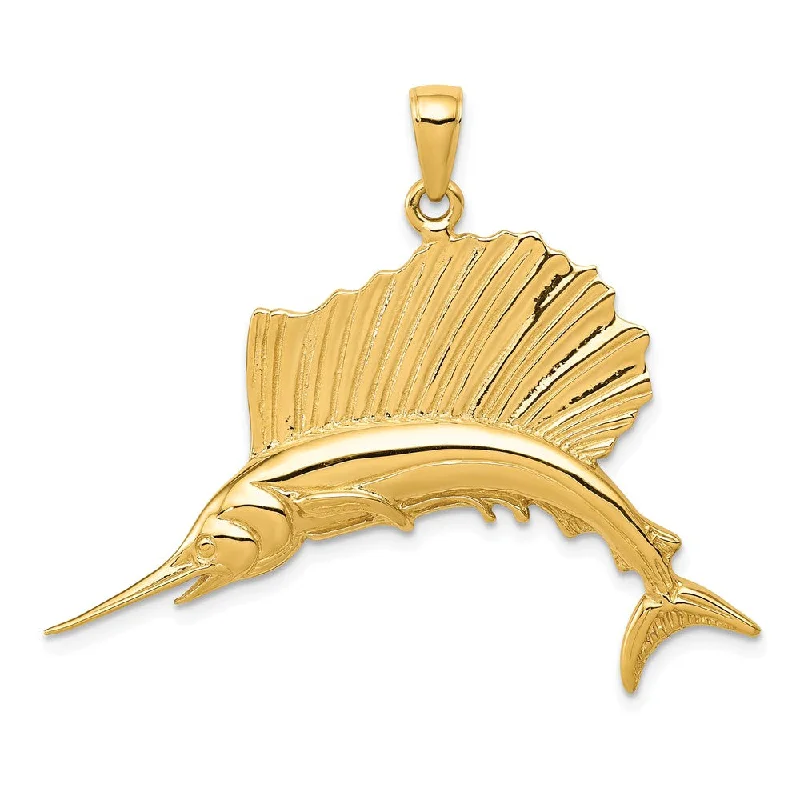 Double - Heart Pendant with Interlocking Design for Couples14k Yellow Gold Large Polished Sailfish Pendant Double - Heart Pendant with Interlocking Design for Couples14k Yellow Gold Large Polished Sailfish Pendant