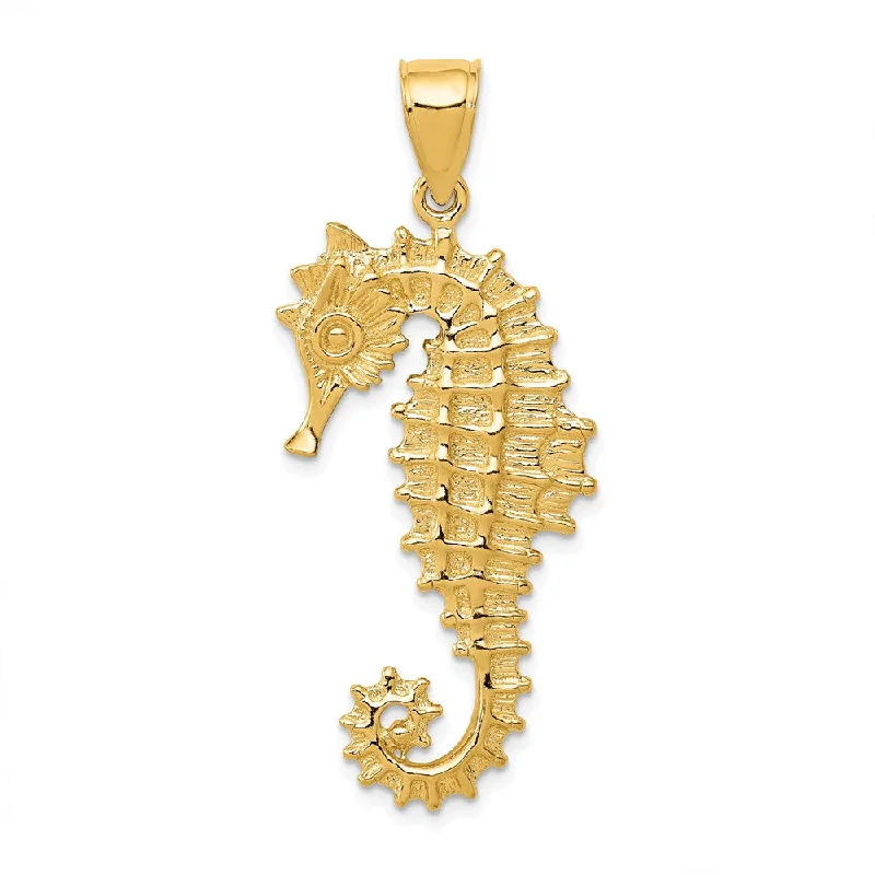 Double - Heart Pendant with Interlocking Design for Couples14k Yellow Gold Large Textured Seahorse Pendant Double - Heart Pendant with Interlocking Design for Couples14k Yellow Gold Large Textured Seahorse Pendant