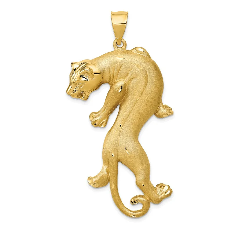 Pearl - Embellished Floral Pendant for a Feminine and Romantic Look14k Yellow Gold Large Vertical Panther Pendant Pearl - Embellished Floral Pendant for a Feminine and Romantic Look14k Yellow Gold Large Vertical Panther Pendant
