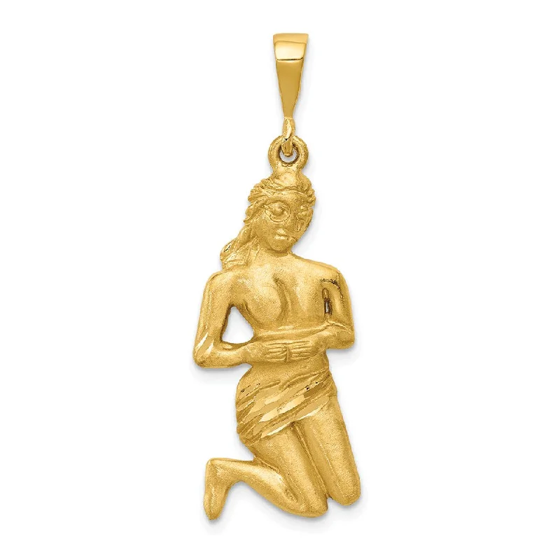 Hand - Carved Jade Buddha Pendant for Spiritual and Cultural Significance14k Yellow Gold Large Virgo the Virgin Zodiac Pendant Hand - Carved Jade Buddha Pendant for Spiritual and Cultural Significance14k Yellow Gold Large Virgo the Virgin Zodiac Pendant