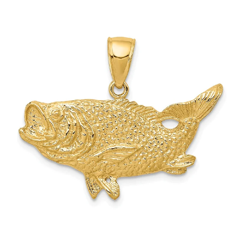 Magnetic - Locking Pendant with Hidden Compartment for Secret Messages14k Yellow Gold Largemouth Bass Pendant Magnetic - Locking Pendant with Hidden Compartment for Secret Messages14k Yellow Gold Largemouth Bass Pendant