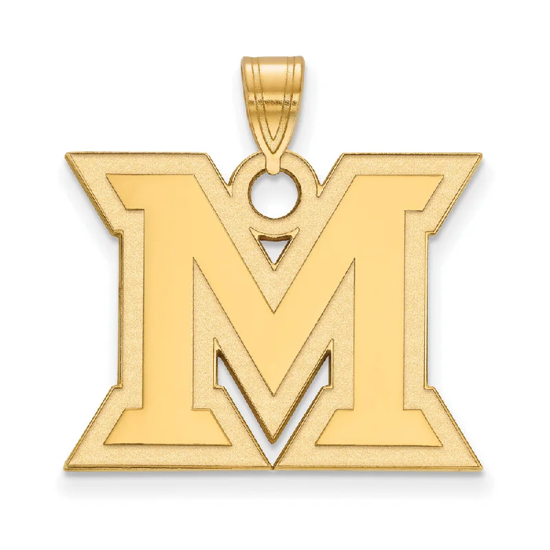 14k Yellow Gold Miami U Large Initial M Pendant