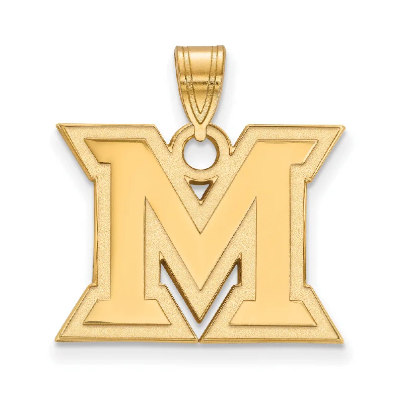 14k Yellow Gold Miami U Medium Initial M Pendant