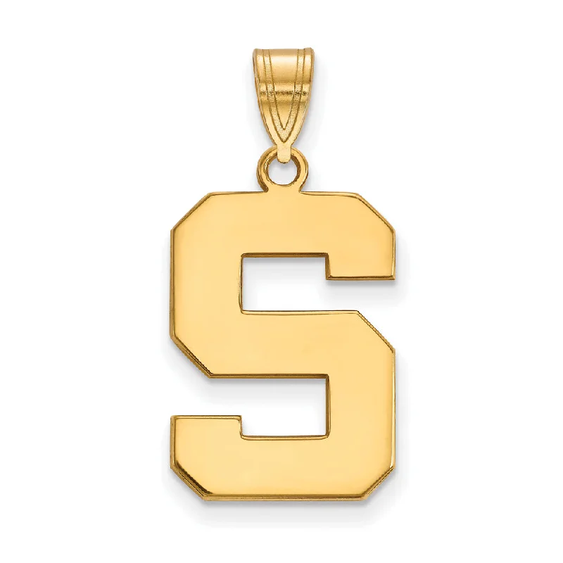 14k Yellow Gold Michigan State Large Initial S Pendant