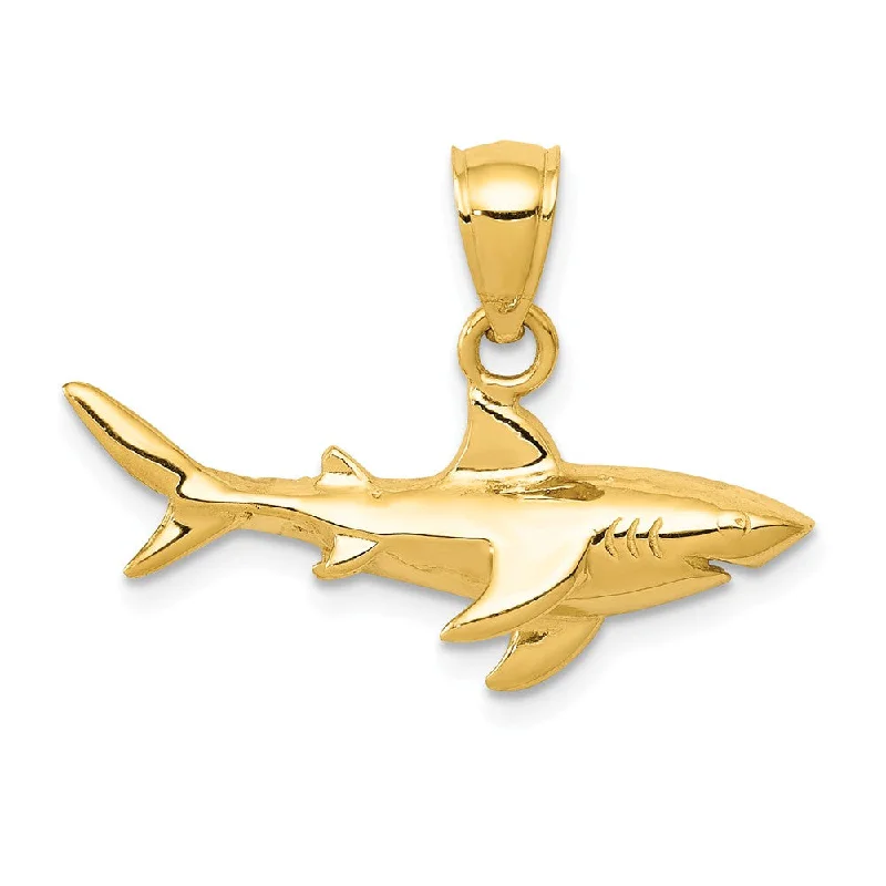 Laser - Cut Woodland Scene Pendant for Nature Enthusiasts14k Yellow Gold Polished 2D Shark Pendant Laser - Cut Woodland Scene Pendant for Nature Enthusiasts14k Yellow Gold Polished 2D Shark Pendant