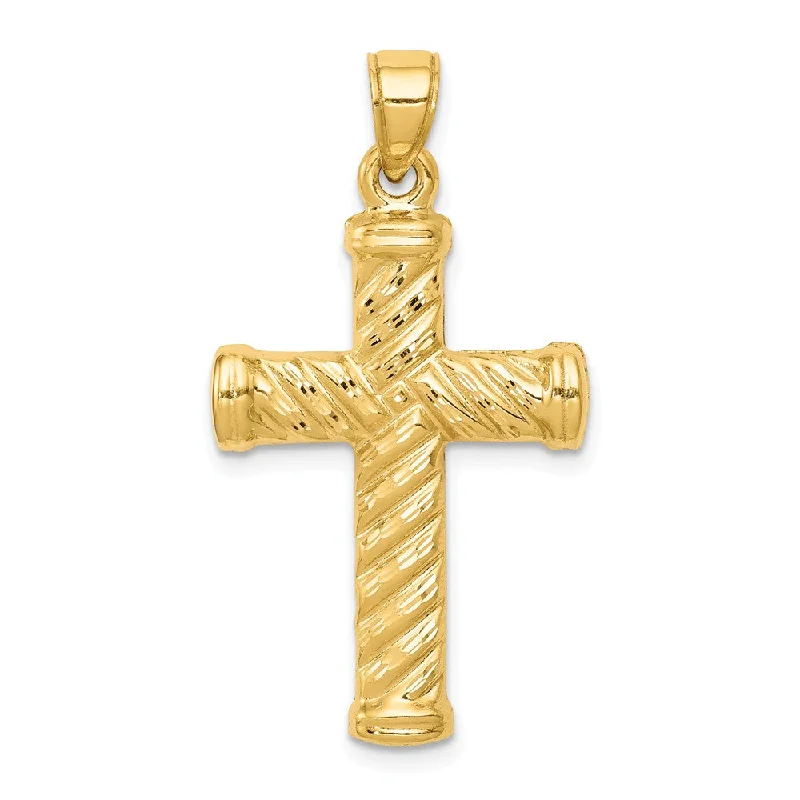 3D - Printed Polymer Clay Animal - Print Pendant for a Fun and Quirky Accessory14k Yellow Gold Polished Reversible Rope Cross Pendant 3D - Printed Polymer Clay Animal - Print Pendant for a Fun and Quirky Accessory14k Yellow Gold Polished Reversible Rope Cross Pendant