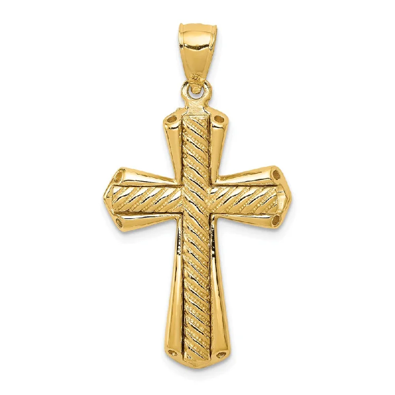 Adjustable - Chain Cubic Zirconia Solitaire Pendant for a Sparkling Gift14k Yellow Gold Rope Cross Pendant Adjustable - Chain Cubic Zirconia Solitaire Pendant for a Sparkling Gift14k Yellow Gold Rope Cross Pendant