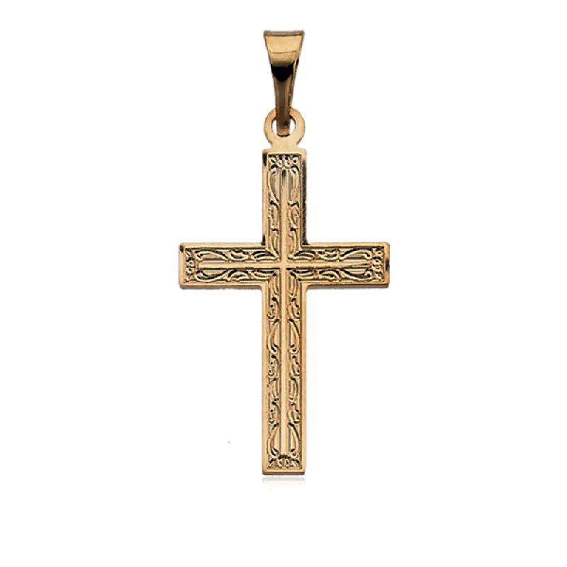 14k Yellow Gold Scrolled Cross Pendant