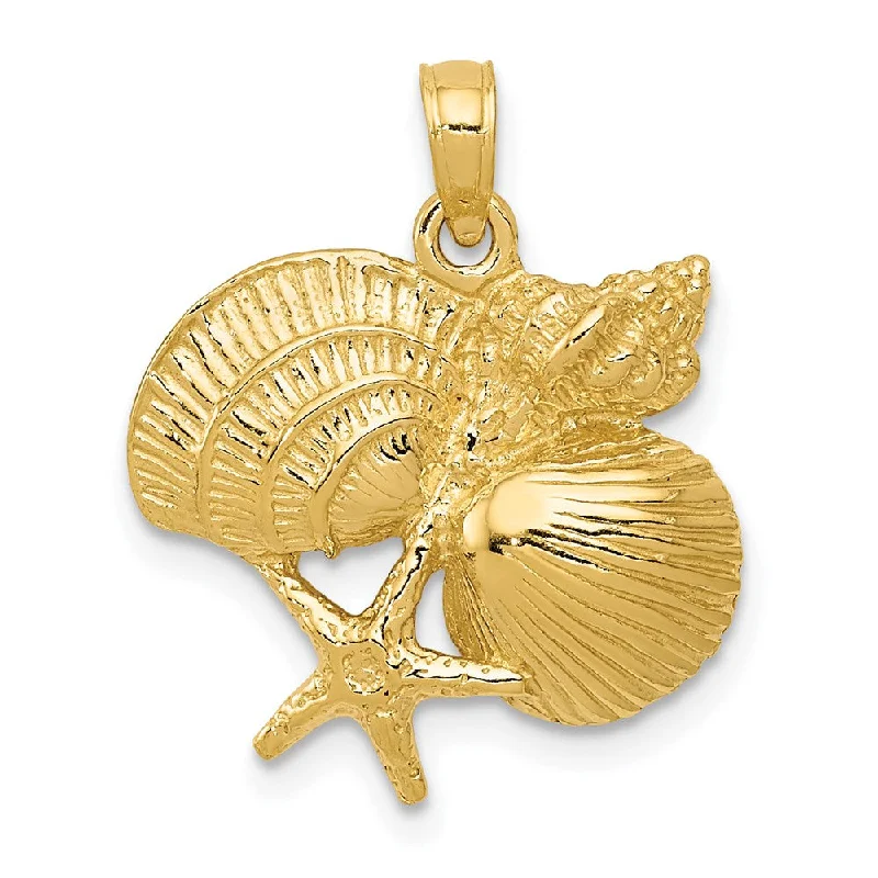 Double - Heart Pendant with Interlocking Design for Couples14k Yellow Gold Shell Cluster Pendant Double - Heart Pendant with Interlocking Design for Couples14k Yellow Gold Shell Cluster Pendant