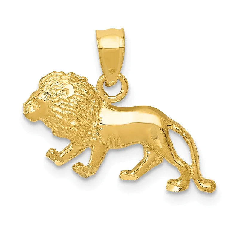 Adjustable - Chain Cubic Zirconia Solitaire Pendant for a Sparkling Gift14k Yellow Gold Small Diamond Cut Lion Pendant Adjustable - Chain Cubic Zirconia Solitaire Pendant for a Sparkling Gift14k Yellow Gold Small Diamond Cut Lion Pendant