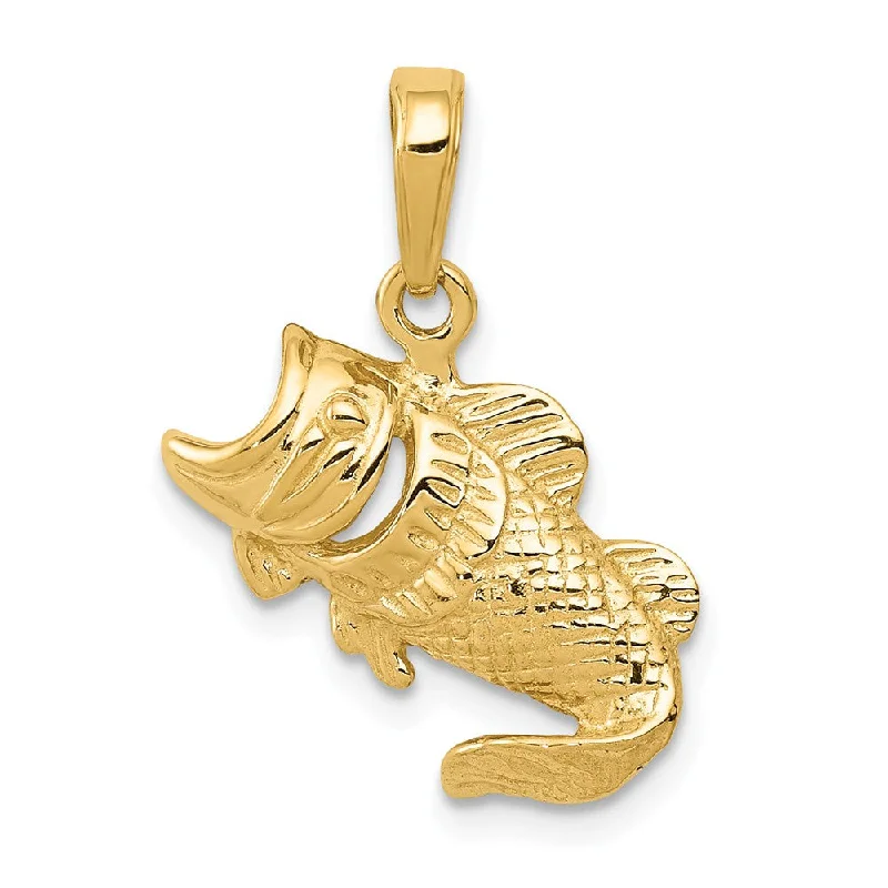 3D - Printed Polymer Clay Animal - Print Pendant for a Fun and Quirky Accessory14k Yellow Gold Small Largemouth Fish Pendant 3D - Printed Polymer Clay Animal - Print Pendant for a Fun and Quirky Accessory14k Yellow Gold Small Largemouth Fish Pendant