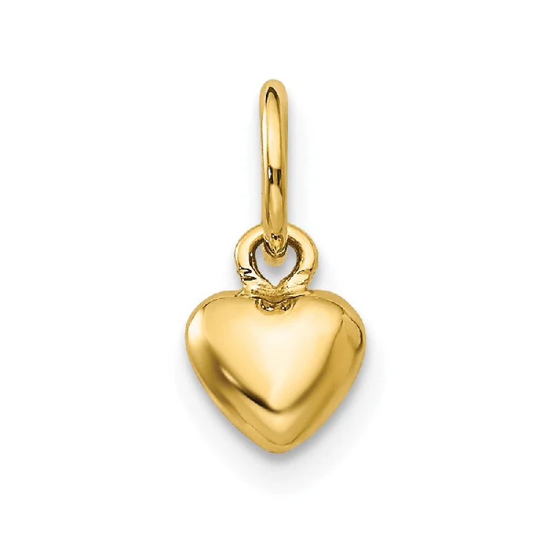 14k Yellow Gold Tiny Puffed Heart Charm, 5mm (3/16 inch)