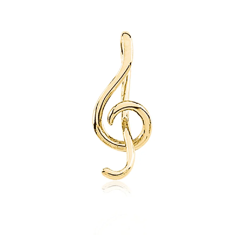 14k Yellow Gold Treble Clef Music Pendant