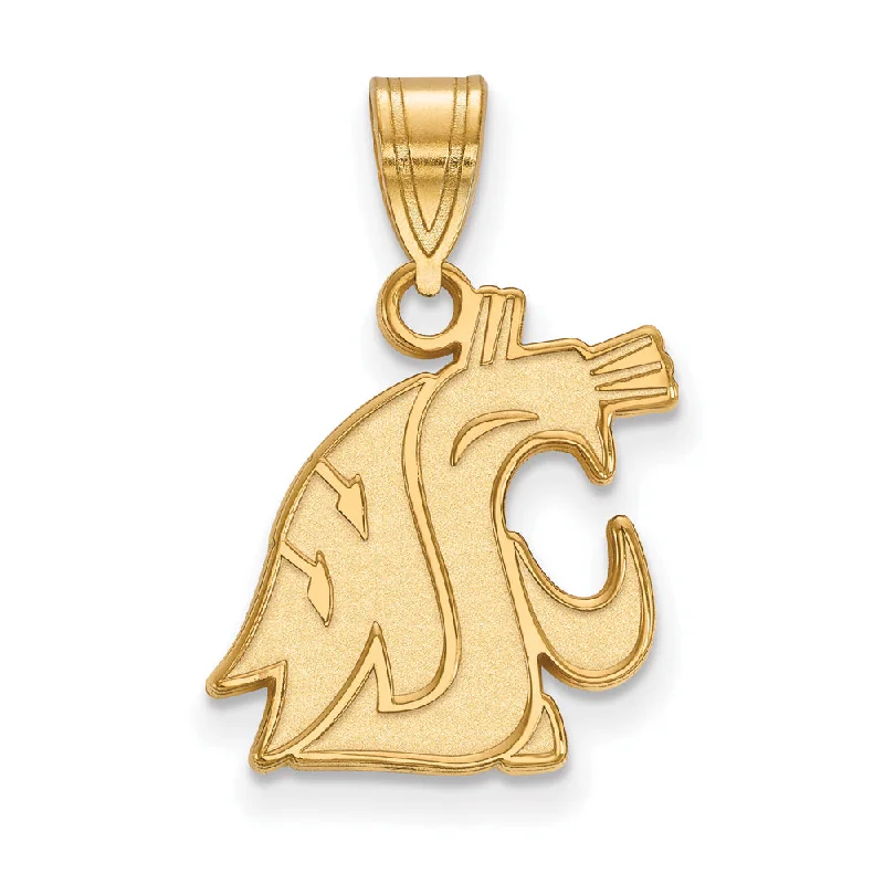 Handmade Leather - Wrapped Crystal Pendant for a Bohemian Aesthetic14k Yellow Gold Washington State Medium Mascot Pendant Handmade Leather - Wrapped Crystal Pendant for a Bohemian Aesthetic14k Yellow Gold Washington State Medium Mascot Pendant