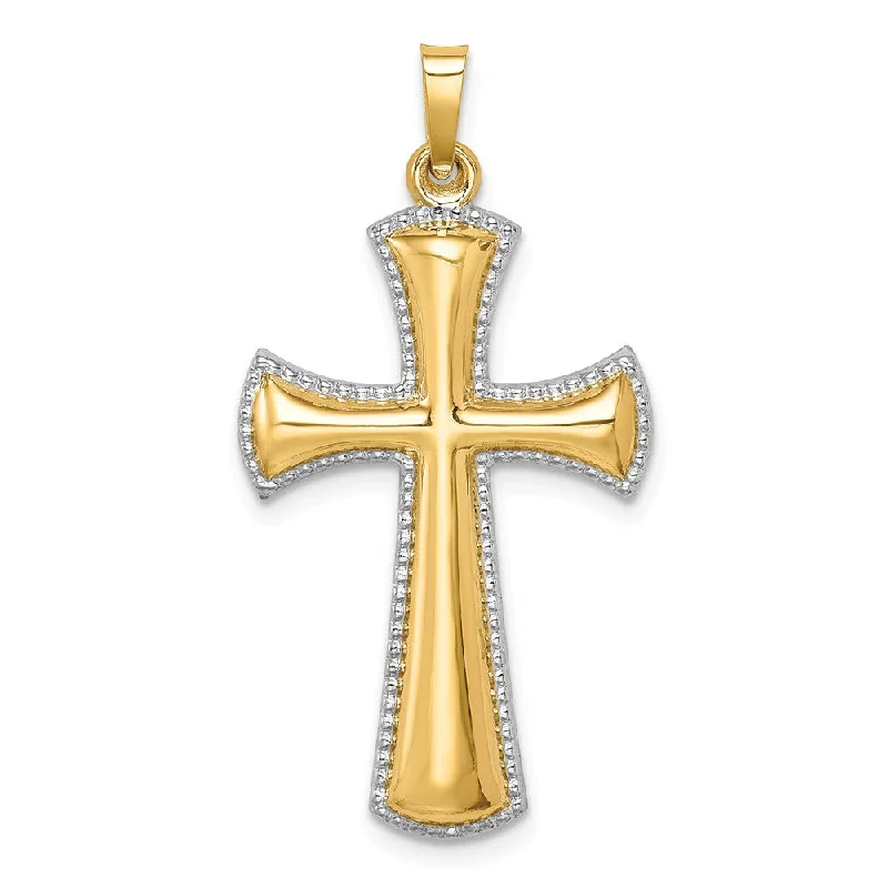 Customized Birthstone Pendant with Engraved Name for a Personalized Touch14k Yellow Gold & White Rhodium Hollow 2D Cross Pendant, 18 x 35mm Customized Birthstone Pendant with Engraved Name for a Personalized Touch14k Yellow Gold & White Rhodium Hollow 2D Cross Pendant, 18 x 35mm