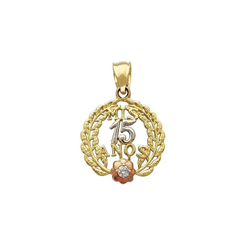 Enamel - Painted Owl Pendant in Vibrant Colors for a Playful Look15 Quince-Años Branches & Rose Pendant (14K) Enamel - Painted Owl Pendant in Vibrant Colors for a Playful Look15 Quince-Años Branches & Rose Pendant (14K)