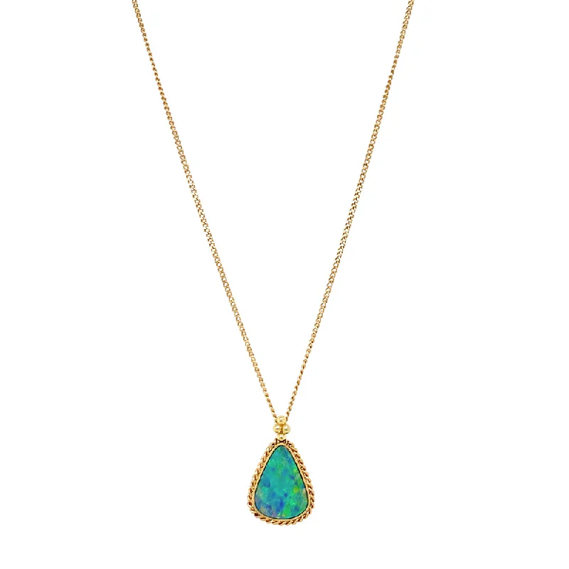 Antique - Inspired Filigree - Worked Cross Pendant Necklace for Religious Ceremonies18K Yellow Gold Australian Opal Doublet Necklace - "Caribbean Waters" Antique - Inspired Filigree - Worked Cross Pendant Necklace for Religious Ceremonies18K Yellow Gold Australian Opal Doublet Necklace - "Caribbean Waters"