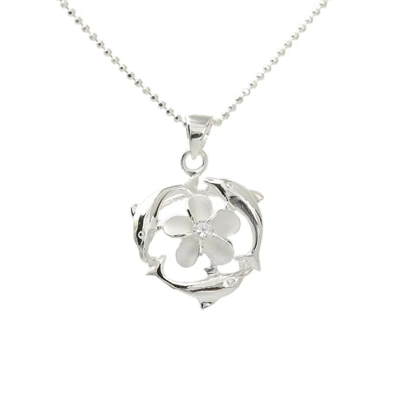 Hypoallergenic Stainless Steel Dog Tag Pendant Necklace for Active MenSterling Silver 8mm Plumeria with CZ in Dolphin Circle Pendant (Chain Sold Separately) Hypoallergenic Stainless Steel Dog Tag Pendant Necklace for Active MenSterling Silver 8mm Plumeria with CZ in Dolphin Circle Pendant (Chain Sold Separately)