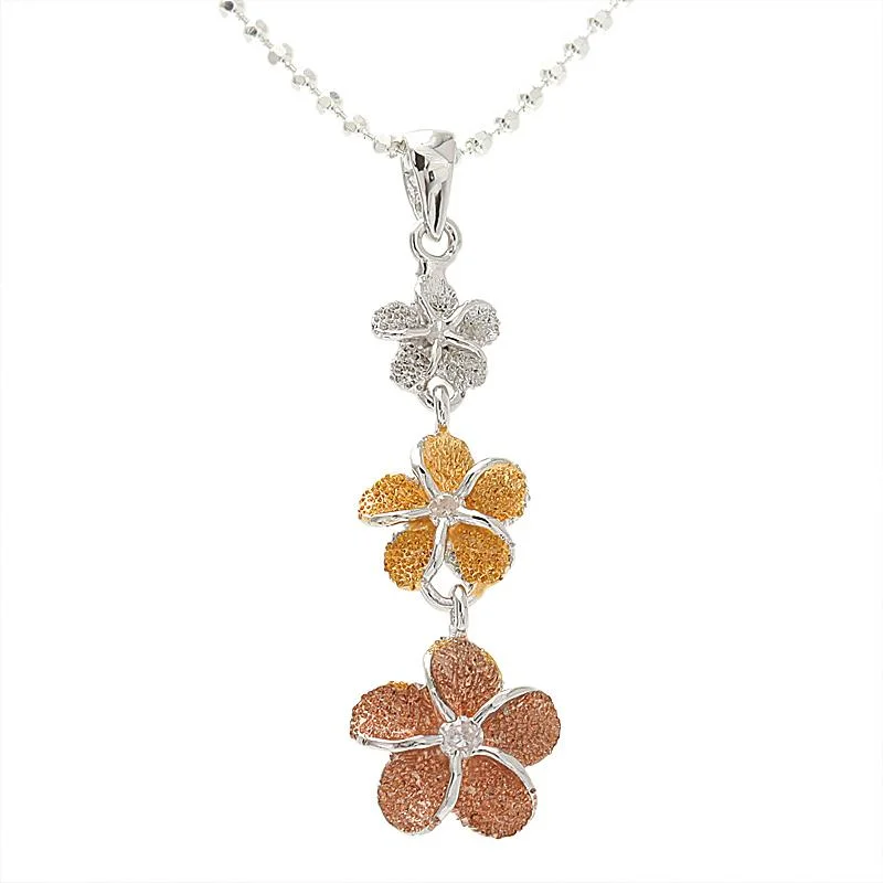 Hypoallergenic Stainless Steel Dog Tag Pendant Necklace for Active MenSterling Silver Tri-Color Plumeria with CZ Sandblast Finish Pendant (M/L) (Chain Sold Separately) Hypoallergenic Stainless Steel Dog Tag Pendant Necklace for Active MenSterling Silver Tri-Color Plumeria with CZ Sandblast Finish Pendant (M/L) (Chain Sold Separately)