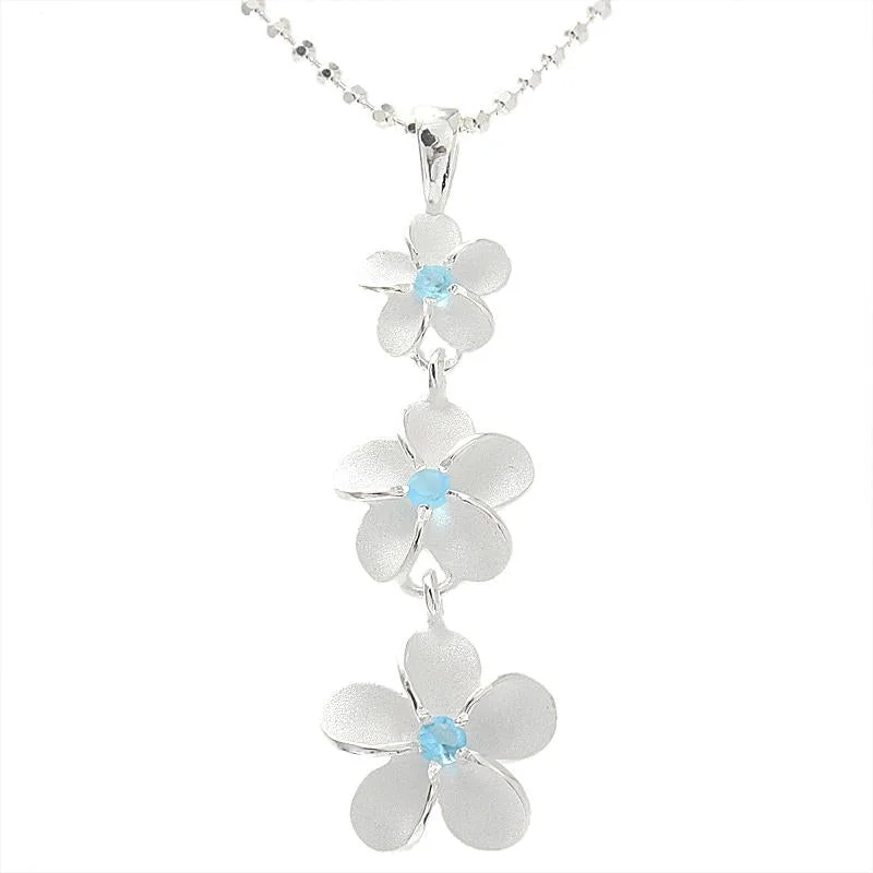 Magnetic - Closure Pendant Necklace with a Hidden Compartment for Secret KeepersSterling Silver 8-10-12mm Plumeria with Blue CZ Sandblast Finish Pendant (Chain Sold Separately) Magnetic - Closure Pendant Necklace with a Hidden Compartment for Secret KeepersSterling Silver 8-10-12mm Plumeria with Blue CZ Sandblast Finish Pendant (Chain Sold Separately)