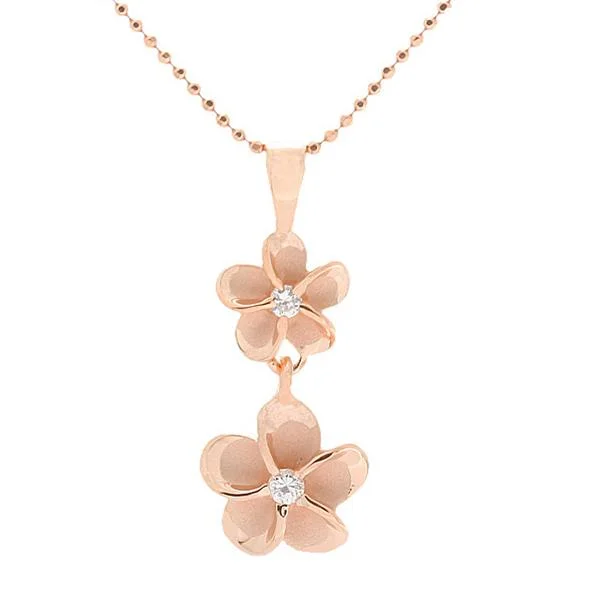 LED - Illuminated Moon Pendant Necklace for Nighttime EventsSterling Silver Pink Gold Plated 8-10mm Plumeria with CZ Pendant (Chain Sold Separately) LED - Illuminated Moon Pendant Necklace for Nighttime EventsSterling Silver Pink Gold Plated 8-10mm Plumeria with CZ Pendant (Chain Sold Separately)