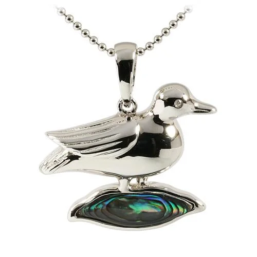 Custom - Engraved Initial Pendant Necklace in Sterling Silver for Mother's Day GiftSterling Silver Mallard with Abalone Inlaid Pendant (Chain Sold Separately) Custom - Engraved Initial Pendant Necklace in Sterling Silver for Mother's Day GiftSterling Silver Mallard with Abalone Inlaid Pendant (Chain Sold Separately)