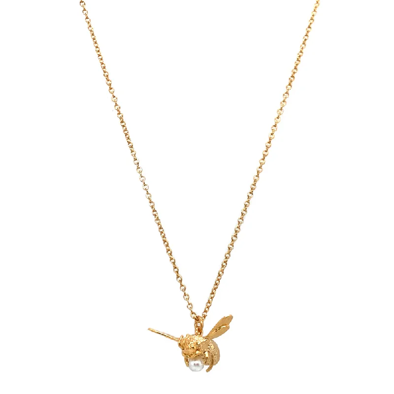 Double - Sided Pendant Necklace with a Photo Insert for Memory - KeepersGold Vermeil & Freshwater Pearl Necklace - "Flying Bee" Double - Sided Pendant Necklace with a Photo Insert for Memory - KeepersGold Vermeil & Freshwater Pearl Necklace - "Flying Bee"