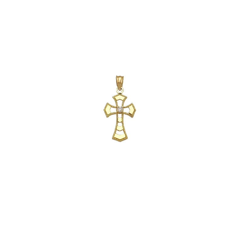 Chevron Milgrain Cross Pendant (14K)