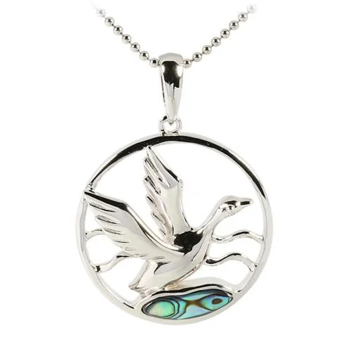 Braided Hemp Rope Necklace with a Seashell Pendant for Summer BeachgoersSterling Silver Mallard with Abalone Inlaid in Circle Pendant (Chain Sold Separately) Braided Hemp Rope Necklace with a Seashell Pendant for Summer BeachgoersSterling Silver Mallard with Abalone Inlaid in Circle Pendant (Chain Sold Separately)