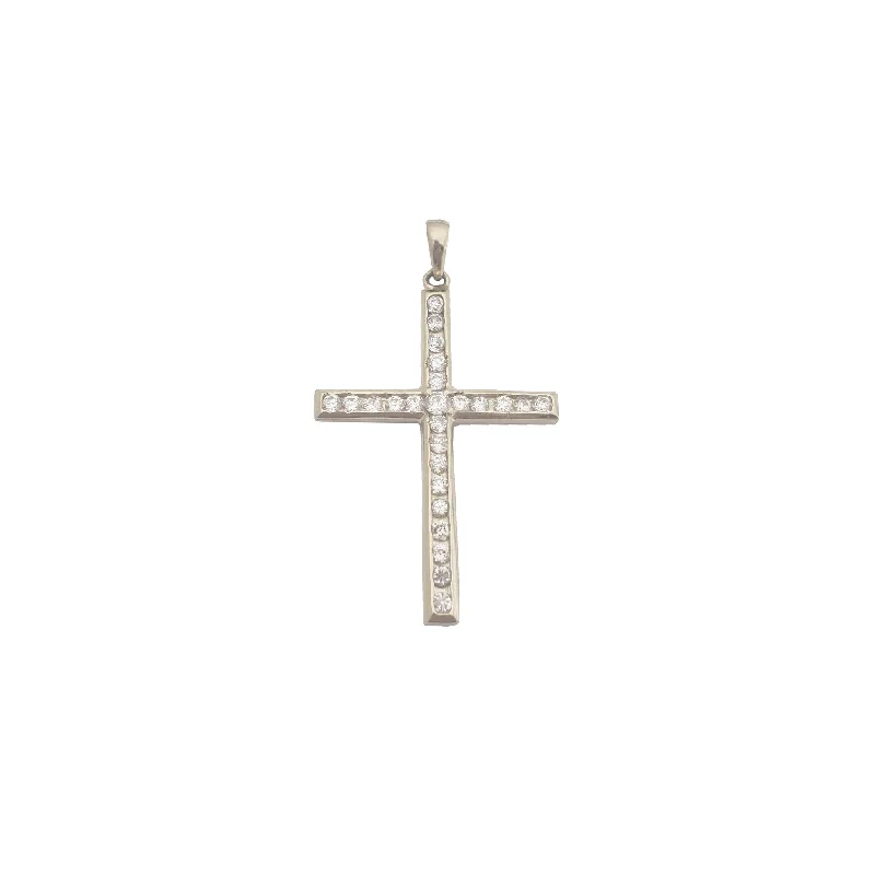 Single-Row Channel CZ Cross Pendant (14K)