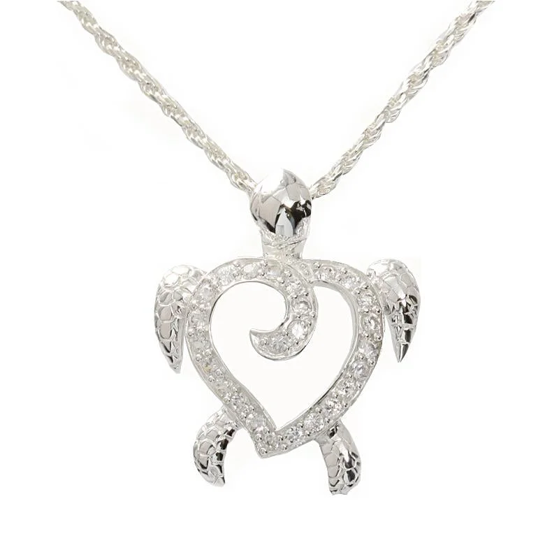 Double - Sided Pendant Necklace with a Photo Insert for Memory - KeepersSterling Silver Honu (Hawaiian Turtle) with CZ Pendant (Chain Sold Separately) Double - Sided Pendant Necklace with a Photo Insert for Memory - KeepersSterling Silver Honu (Hawaiian Turtle) with CZ Pendant (Chain Sold Separately)
