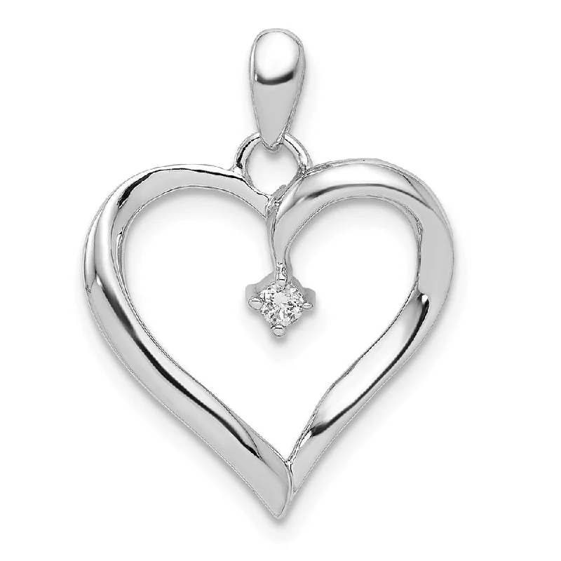 Double - Sided Pendant Necklace with a Photo Insert for Memory - KeepersDiamond Accented Heart Pendant in Sterling Silver Double - Sided Pendant Necklace with a Photo Insert for Memory - KeepersDiamond Accented Heart Pendant in Sterling Silver