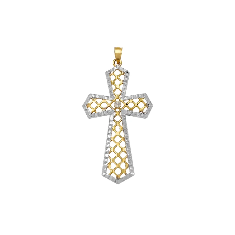 Diamond-Cut Lattice Cross Pendant (14K)