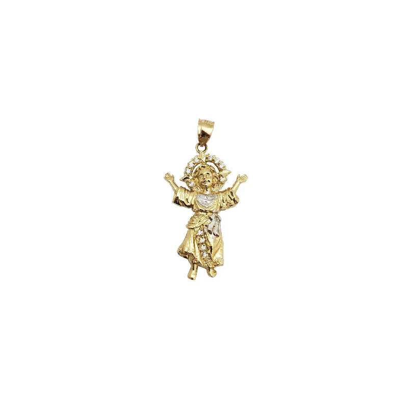 Retro - Inspired Art Deco - Patterned Pendant in Silver for Vintage LoversDivine Child Pendant (14K) Retro - Inspired Art Deco - Patterned Pendant in Silver for Vintage LoversDivine Child Pendant (14K)