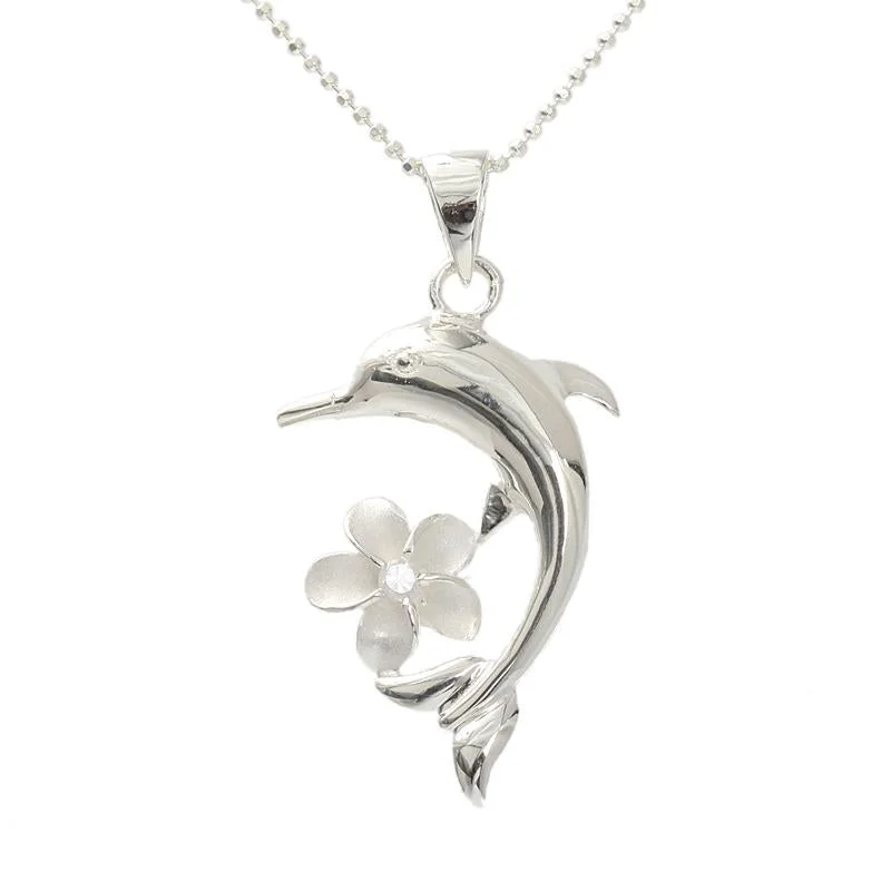 Dainty Gold - Plated Angel Wing Pendant Necklace for Sensitive Skin OwnersSterling Silver Dolphin and Plumeria with CZ Pendant (Chain Sold Separately) Dainty Gold - Plated Angel Wing Pendant Necklace for Sensitive Skin OwnersSterling Silver Dolphin and Plumeria with CZ Pendant (Chain Sold Separately)