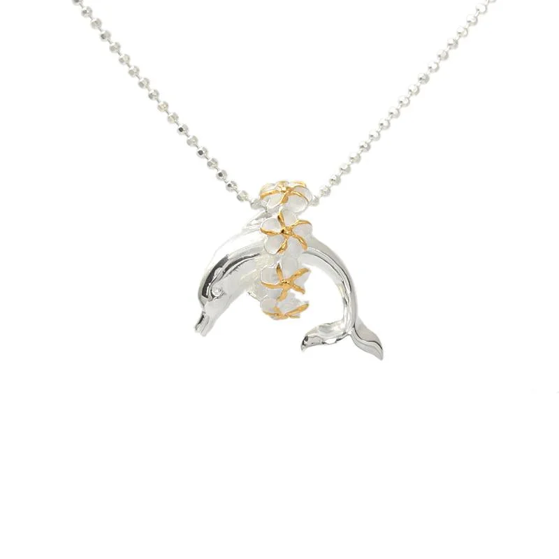 Pave - Set Cubic Zirconia Crown Pendant Necklace for Little Princess - Themed Birthday PartiesSterling Silver Two Tone Yellow Gold Plated Dolphin with Plumeria Lei Pendant (S/M) (Chain Sold Separately) Pave - Set Cubic Zirconia Crown Pendant Necklace for Little Princess - Themed Birthday PartiesSterling Silver Two Tone Yellow Gold Plated Dolphin with Plumeria Lei Pendant (S/M) (Chain Sold Separately)