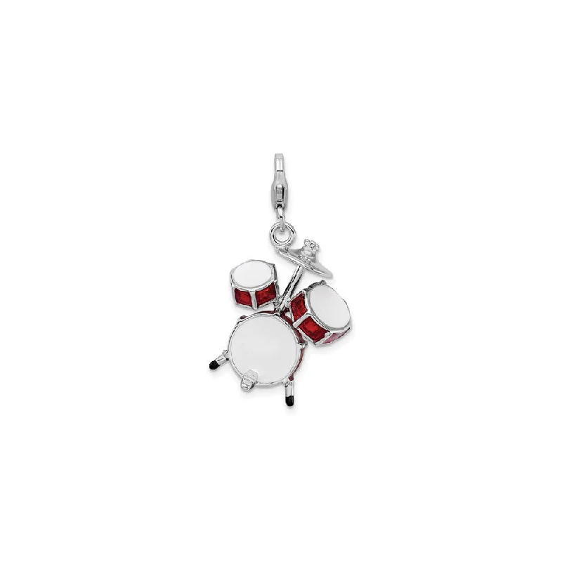 Braided Hemp Rope Necklace with a Seashell Pendant for Summer BeachgoersDrum Set Enamel Pendant (Silver) Braided Hemp Rope Necklace with a Seashell Pendant for Summer BeachgoersDrum Set Enamel Pendant (Silver)
