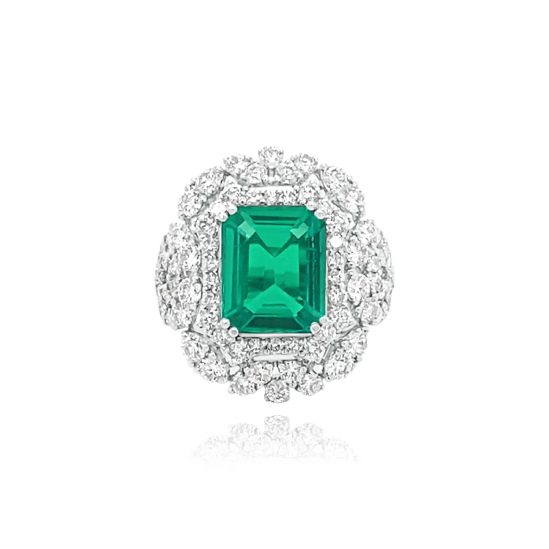 Cross - Stitch - Embroidered Floral Pendant Necklace for Handicraft AficionadosBrilliant cut Diamonds & Emerald cut Emerald "Kauai" Ring Cross - Stitch - Embroidered Floral Pendant Necklace for Handicraft AficionadosBrilliant cut Diamonds & Emerald cut Emerald "Kauai" Ring