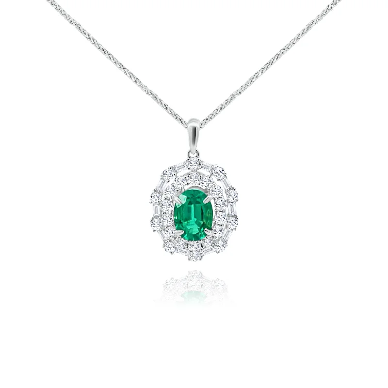 Cross - Stitch - Embroidered Floral Pendant Necklace for Handicraft AficionadosOval cut Emerald & Diamonds "Bellisima" Pendant Cross - Stitch - Embroidered Floral Pendant Necklace for Handicraft AficionadosOval cut Emerald & Diamonds "Bellisima" Pendant