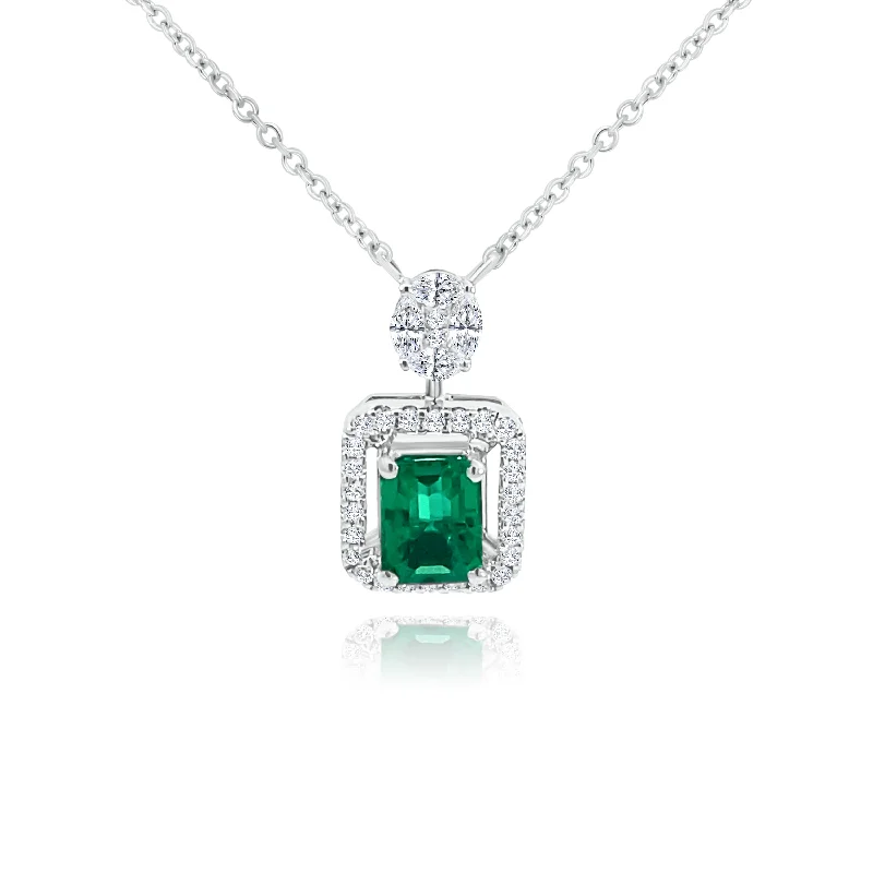 LED - Illuminated Moon Pendant Necklace for Nighttime EventsMarquise ,Princess &Brilliant cut Diamonds with Emerald cut Emerald "Amelia" Pendant LED - Illuminated Moon Pendant Necklace for Nighttime EventsMarquise ,Princess &Brilliant cut Diamonds with Emerald cut Emerald "Amelia" Pendant