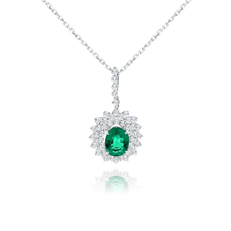 LED - Illuminated Moon Pendant Necklace for Nighttime EventsOval cut emerald & Brilliant cut Diamonds "Lumina" Pendant LED - Illuminated Moon Pendant Necklace for Nighttime EventsOval cut emerald & Brilliant cut Diamonds "Lumina" Pendant
