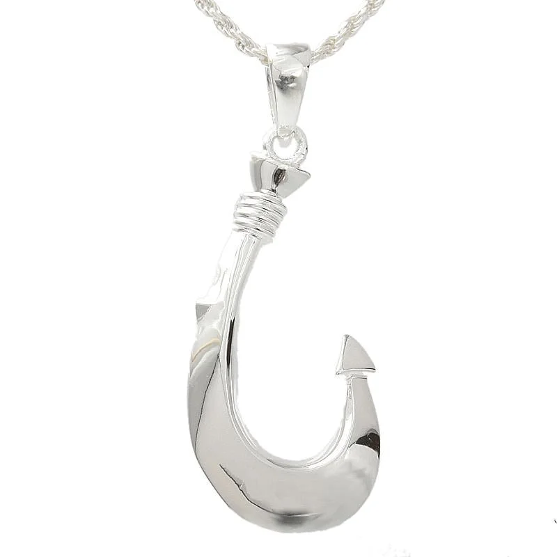 Custom - Engraved Initial Pendant Necklace in Sterling Silver for Mother's Day GiftSterling Silver Fish Hook Pendant (XXL) (Chain Sold Separately) Custom - Engraved Initial Pendant Necklace in Sterling Silver for Mother's Day GiftSterling Silver Fish Hook Pendant (XXL) (Chain Sold Separately)