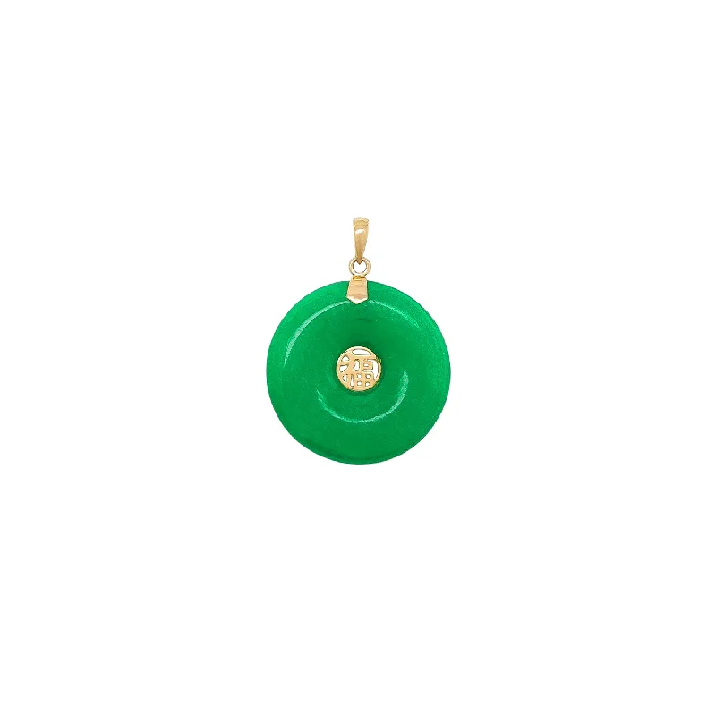 Good Fortune Jade Disc Pendant (14K)
